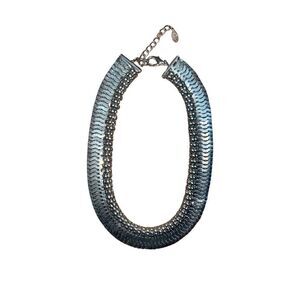 Vintage CG Antique Finish Metal Necklace Chain Ethnic Choker Silver Jewelry